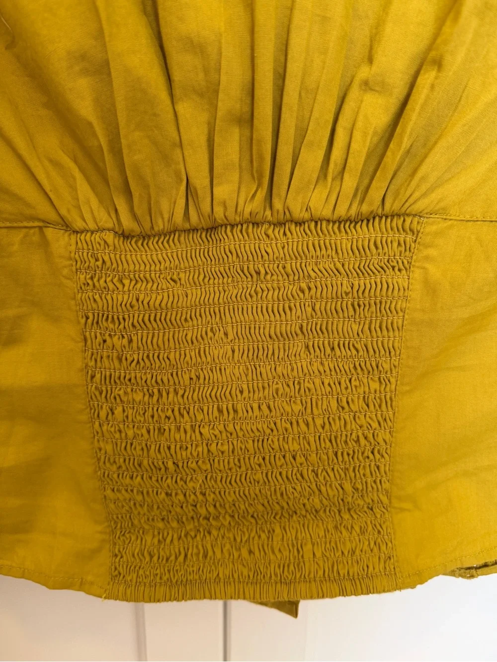 Free People Olive Mustard V-Neck Eyelet Blouse NWT XS